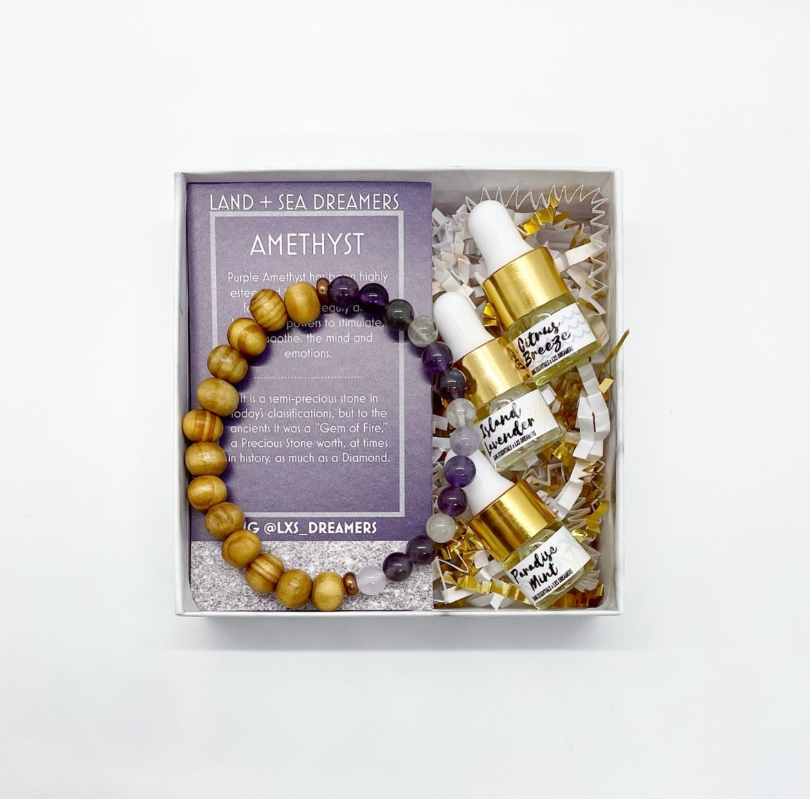 Crystal Rosewood Bead Bracelet Set